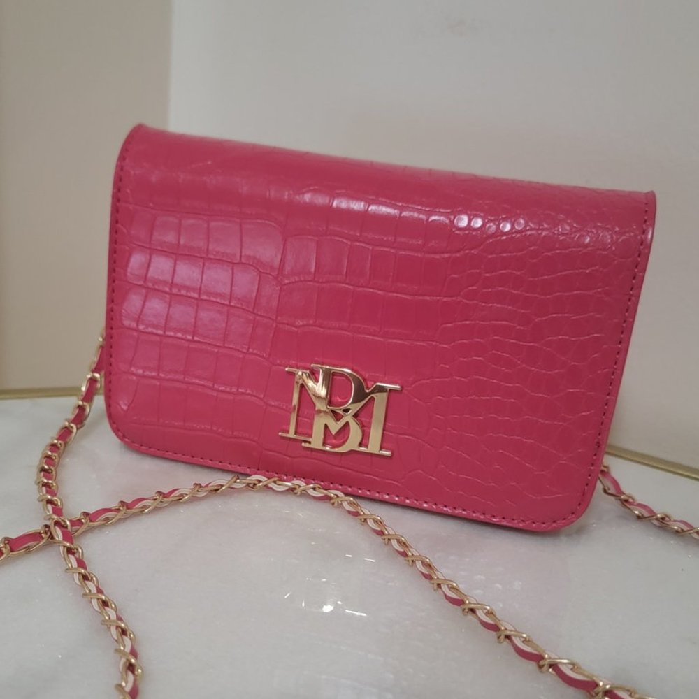 Badgley Mischka Women's Croco Hot Pink Crossbody, NWT